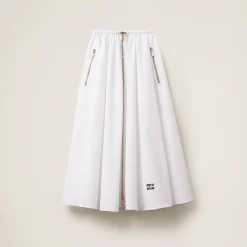White Long Poplin Skirt | Miu Miu