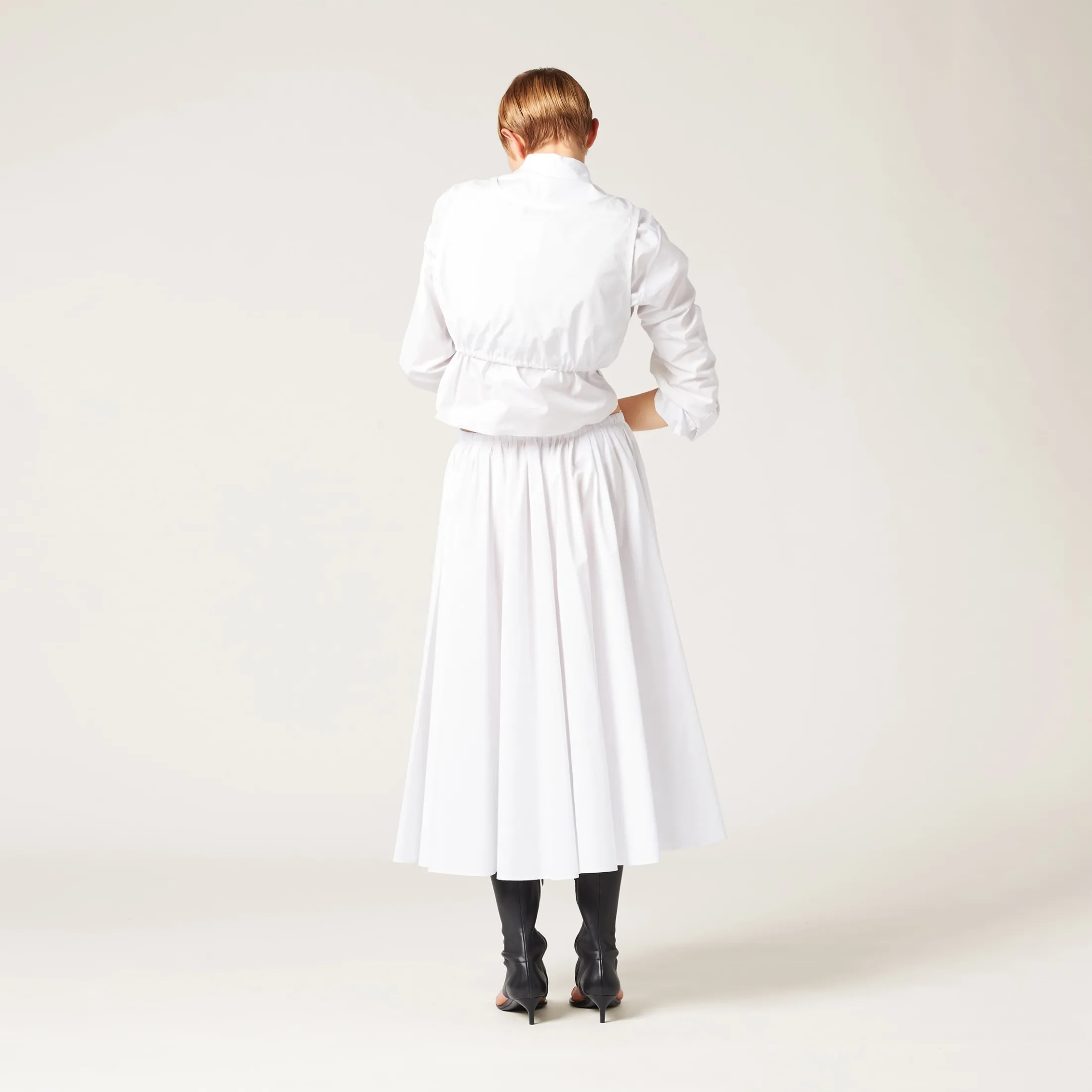 White Long Poplin Skirt | Miu Miu