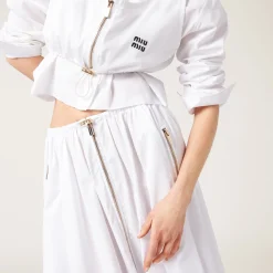 White Long Poplin Skirt | Miu Miu