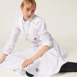 White Long Poplin Skirt | Miu Miu
