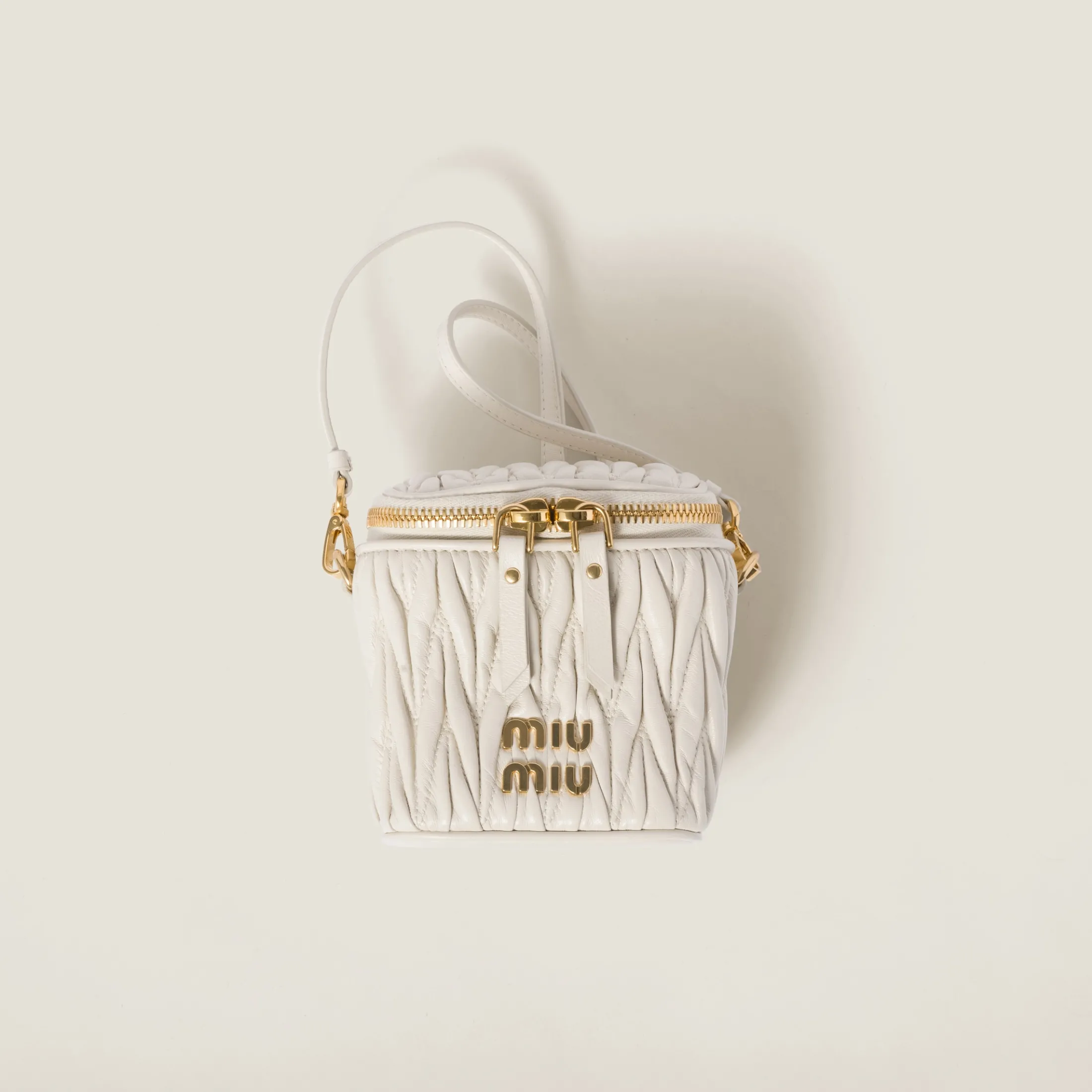 White Matelassé Nappa Leather Micro Bag | Miu Miu