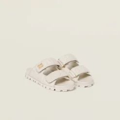 White Matelassé Nappa Leather Slides | Miu Miu