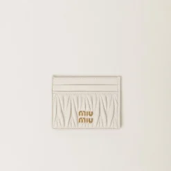 White Matelassé Nappa Leather Card Holder | Miu Miu