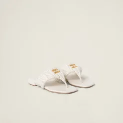 White Matelassé Nappa Leather Thong Sandals | Miu Miu