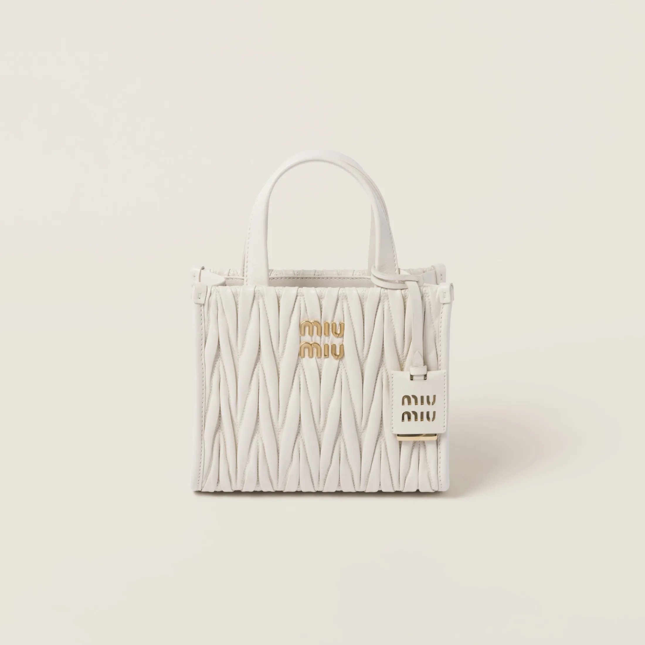 White Matelassé Nappa Leather Handbag | Miu Miu
