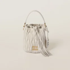 White Matelassé Nappa Leather Bucket Bag | Miu Miu