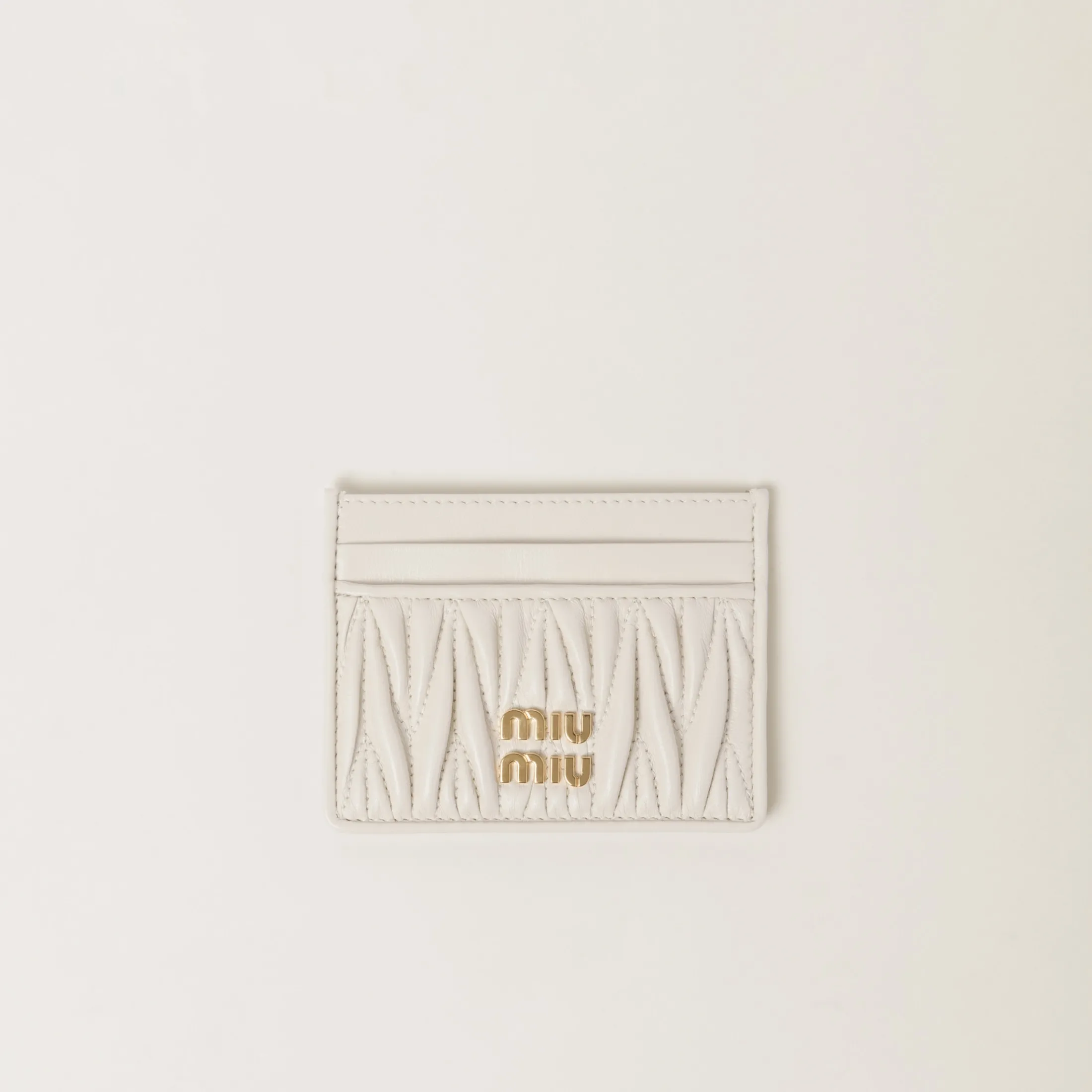 White Matelassé Nappa Leather Card Holder | Miu Miu