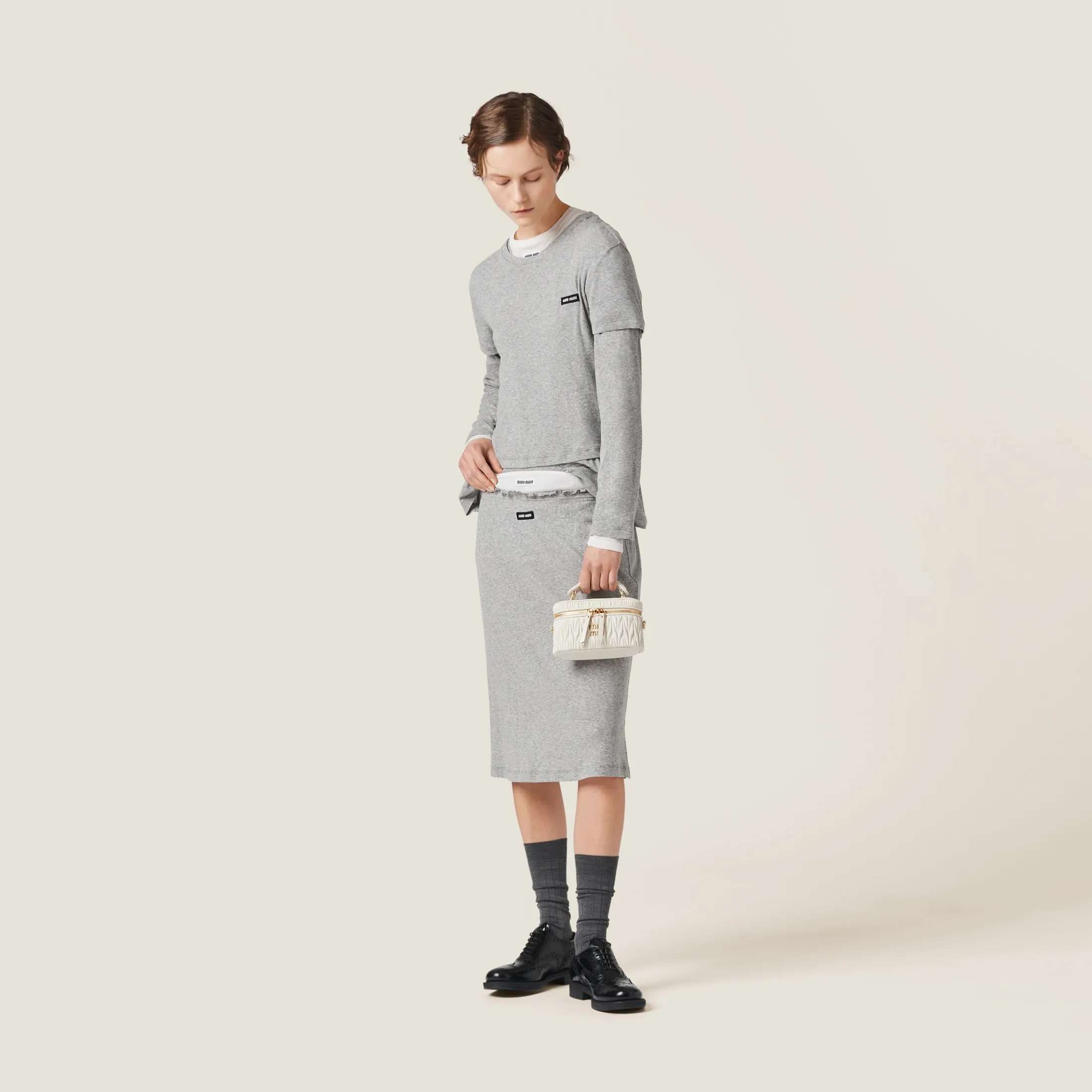 White Matelassé Nappa Leather Shoulder Bag | Miu Miu