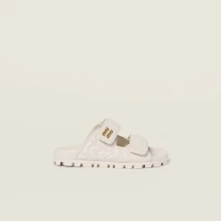 White Matelassé Nappa Leather Slides | Miu Miu