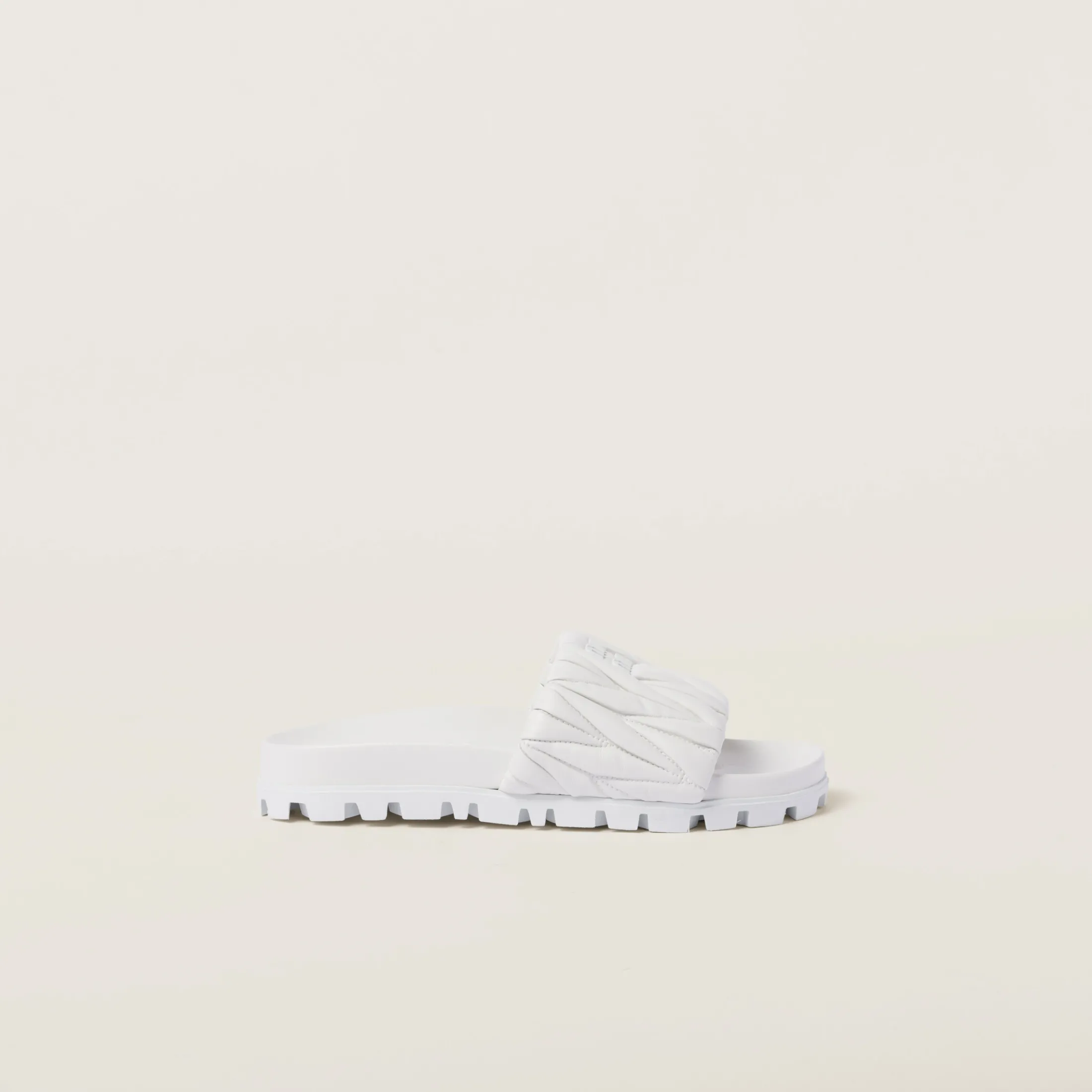 White Matelassé Nappa Leather Slides | Miu Miu