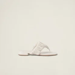 White Matelassé Nappa Leather Thong Sandals | Miu Miu