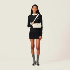 White Matelassé Nappa Leather Shoulder Bag | Miu Miu
