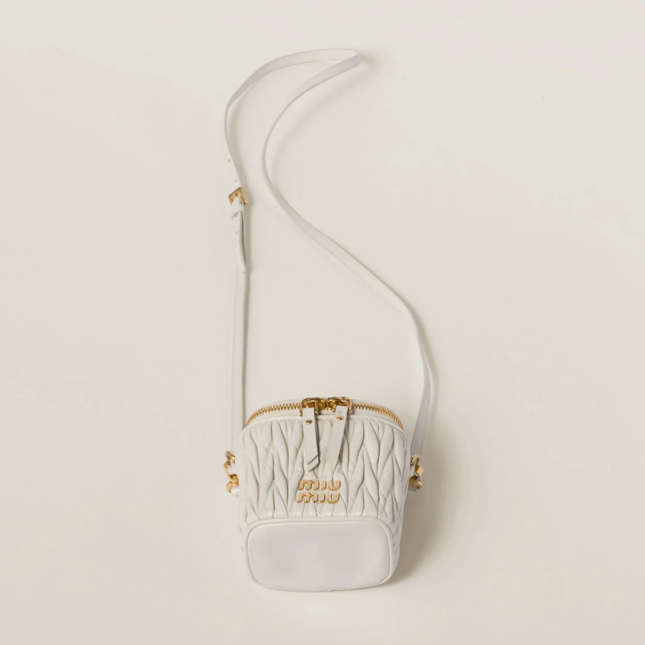 White Matelassé Nappa Leather Micro Bag | Miu Miu