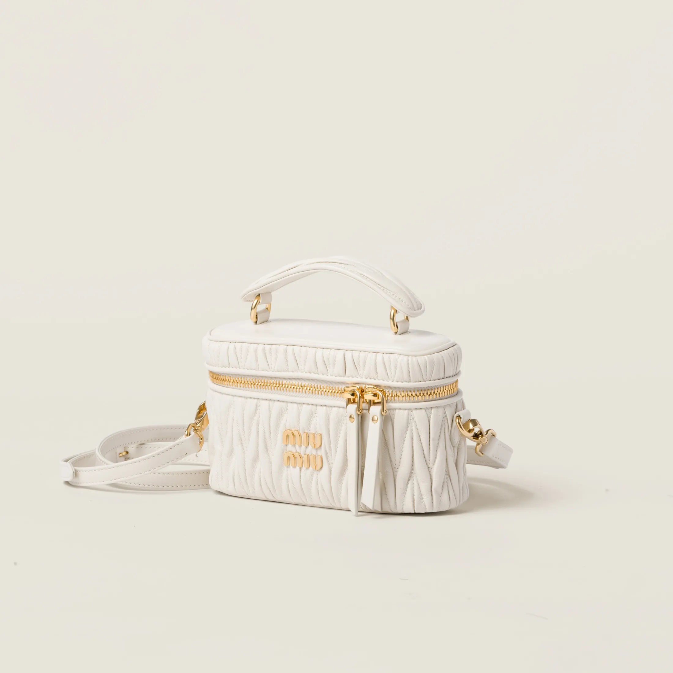 White Matelassé Nappa Leather Shoulder Bag | Miu Miu