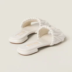 White Matelassé Nappa Leather Slides | Miu Miu