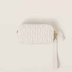 White Matelassé Nappa Leather Pouch | Miu Miu