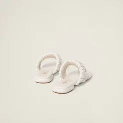White Matelassé Nappa Leather Thong Sandals | Miu Miu