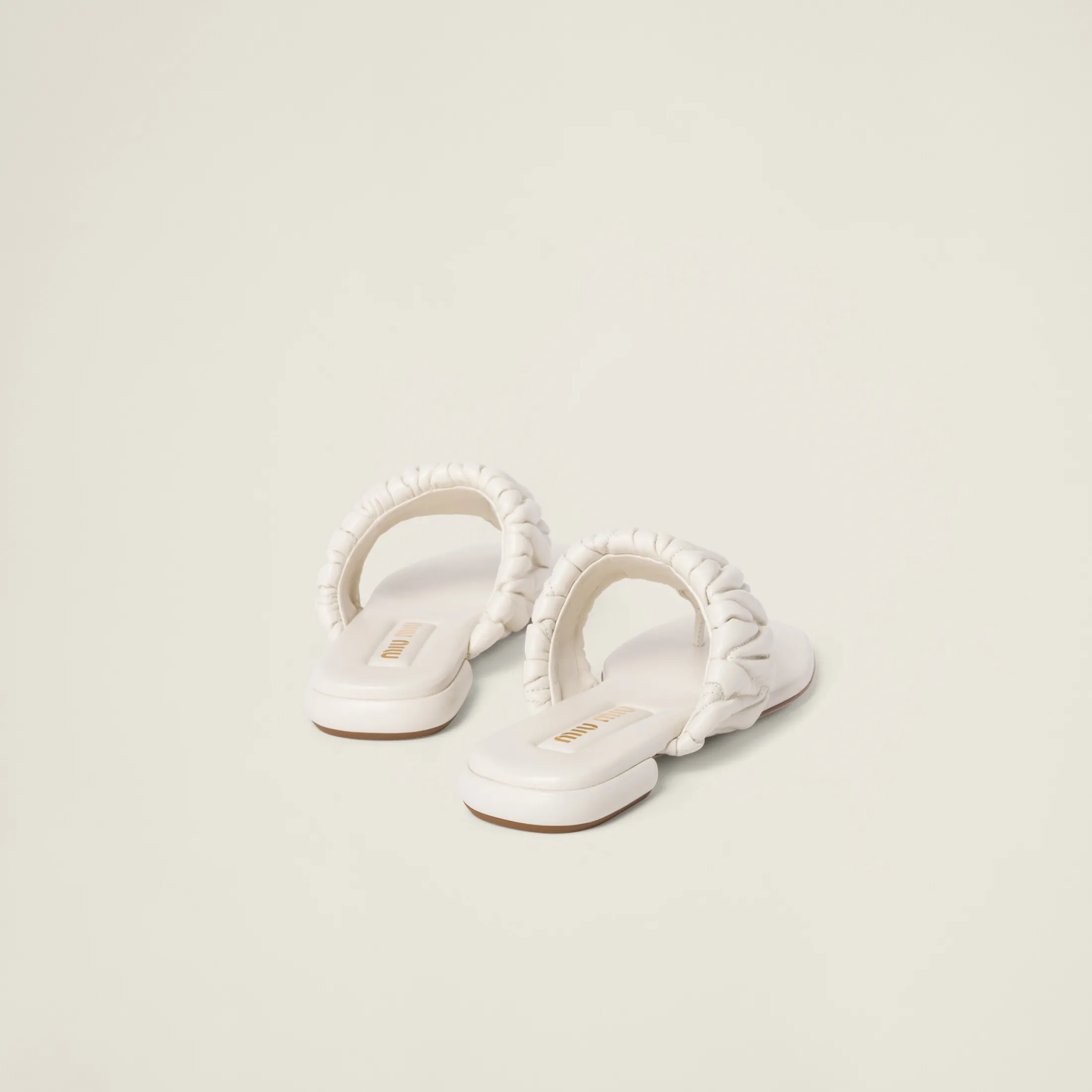 White Matelassé Nappa Leather Thong Sandals | Miu Miu