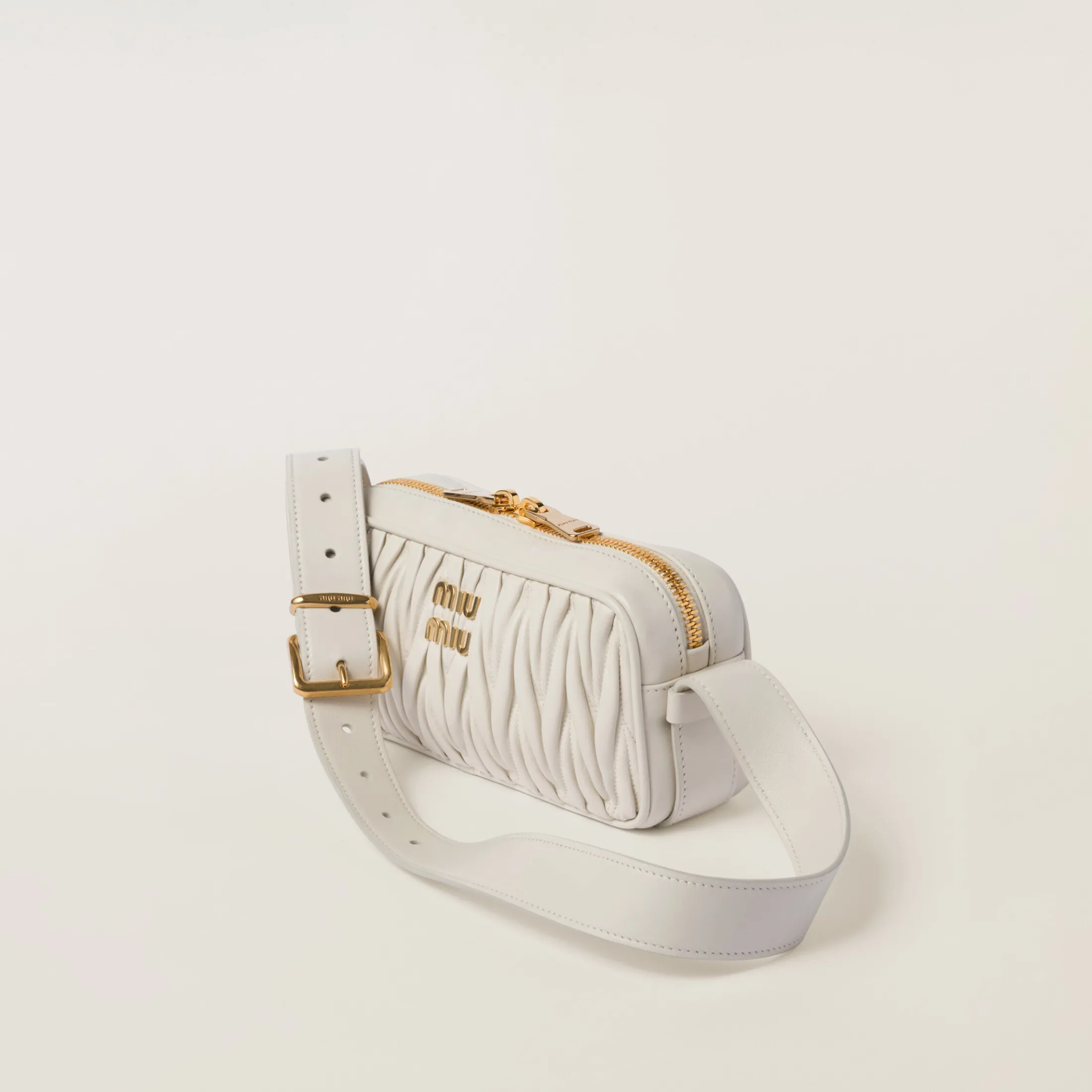 White Matelassé Nappa Leather Shoulder Bag | Miu Miu