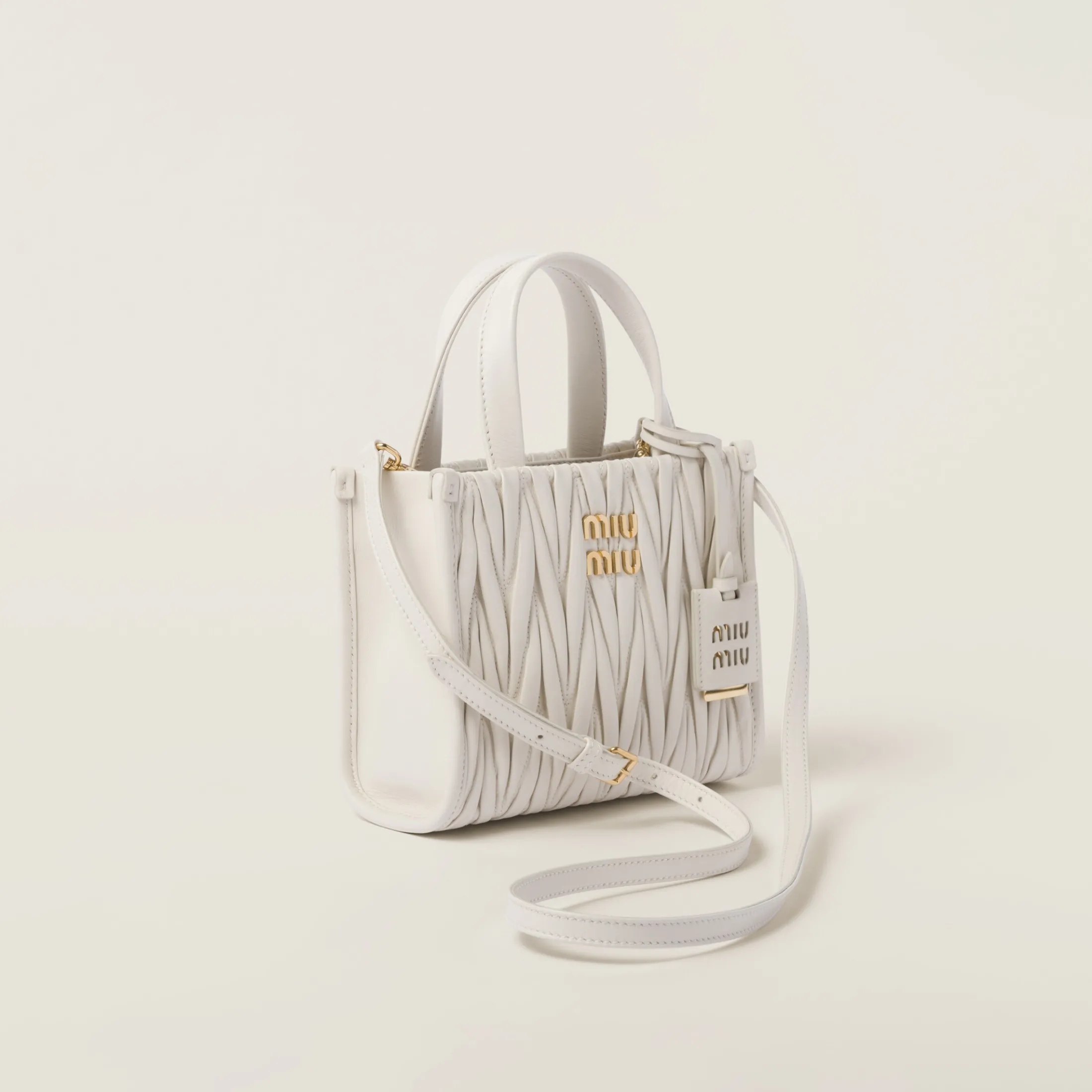 White Matelassé Nappa Leather Handbag | Miu Miu