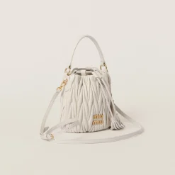 White Matelassé Nappa Leather Bucket Bag | Miu Miu