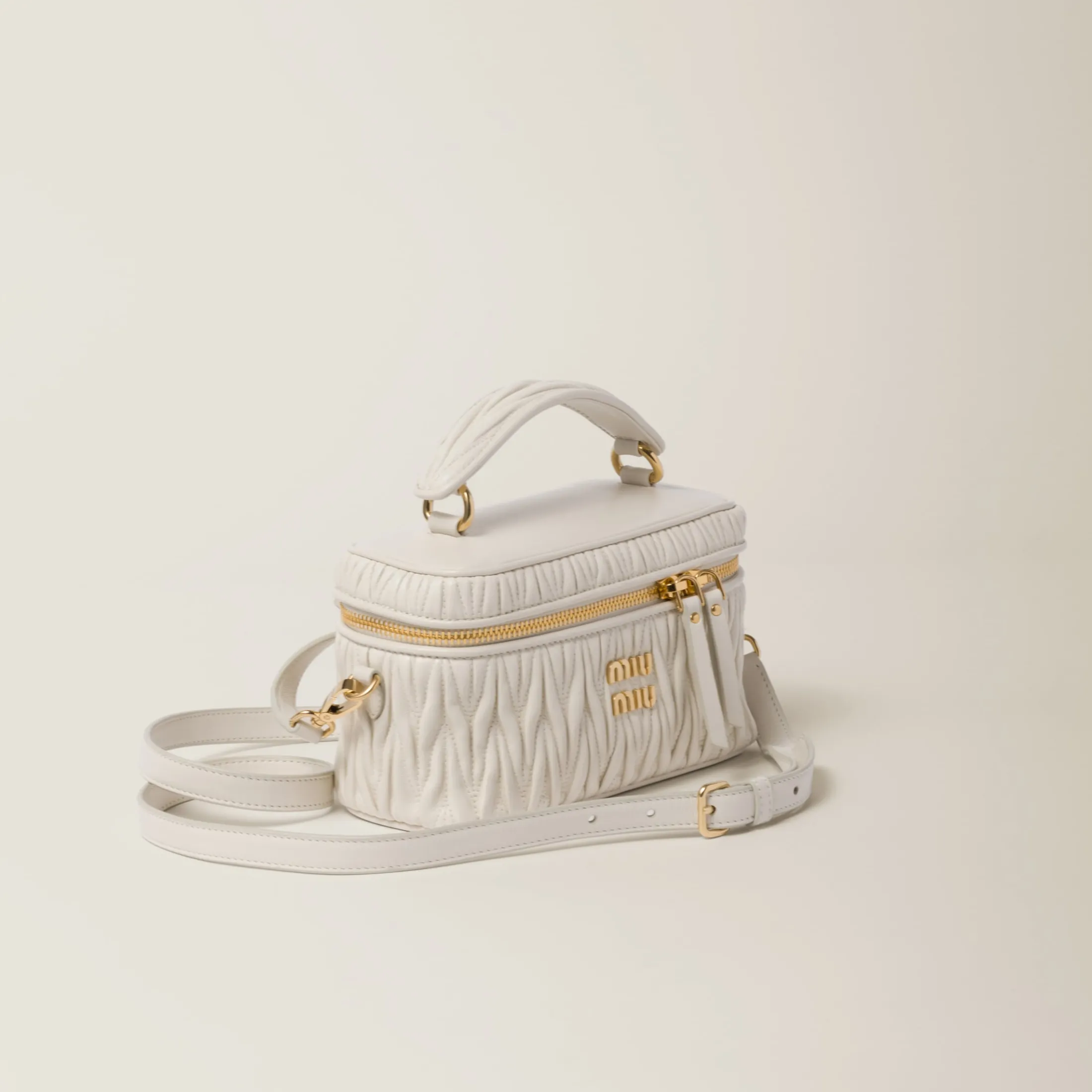 White Matelassé Nappa Leather Shoulder Bag | Miu Miu