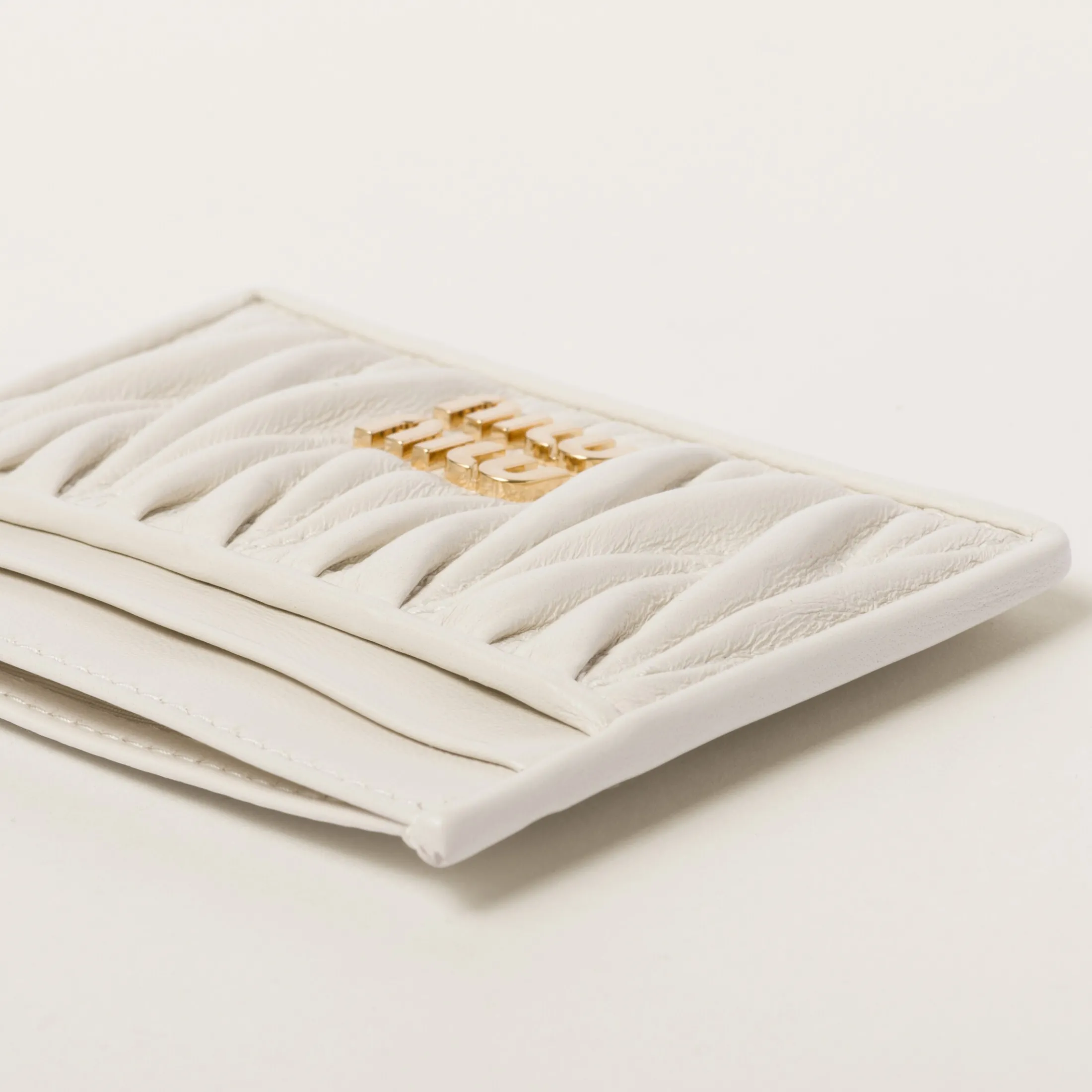 White Matelassé Nappa Leather Card Holder | Miu Miu