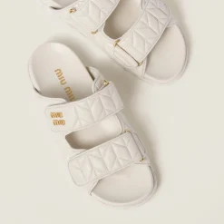 White Matelassé Nappa Leather Slides | Miu Miu