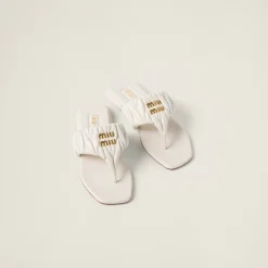White Matelassé Nappa Leather Thong Sandals | Miu Miu
