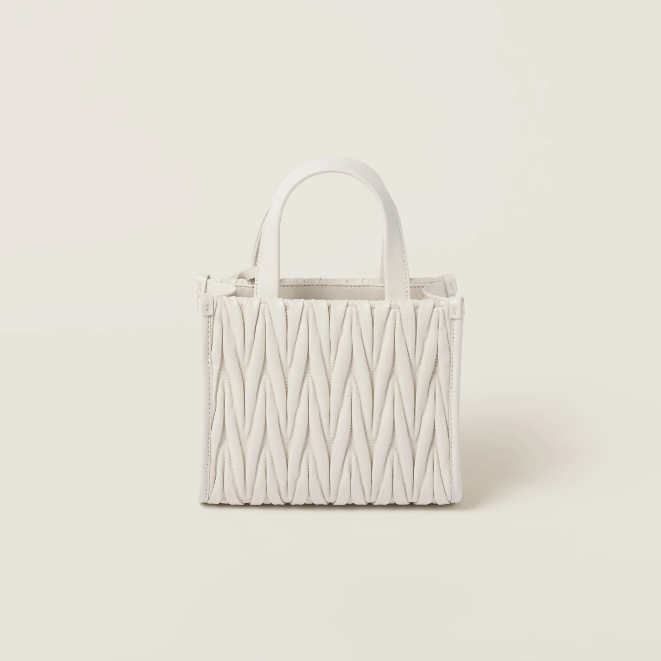 White Matelassé Nappa Leather Handbag | Miu Miu