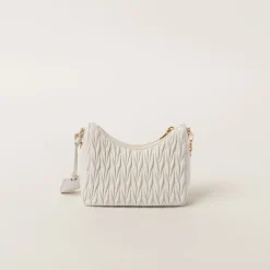 White Matelassé Nappa Leather Shoulder Bag | Miu Miu