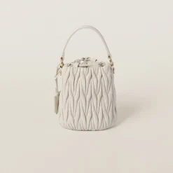 White Matelassé Nappa Leather Bucket Bag | Miu Miu