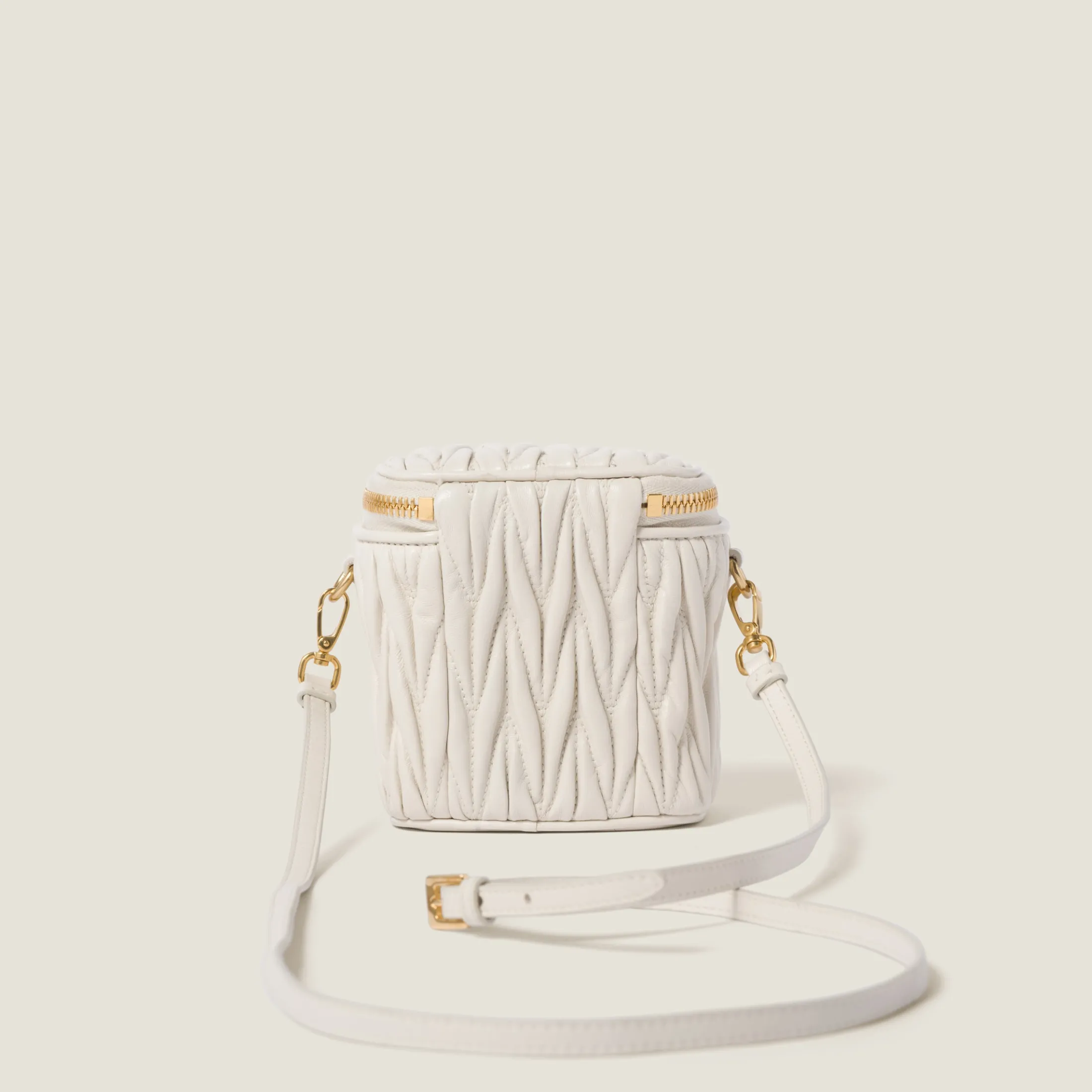 White Matelassé Nappa Leather Micro Bag | Miu Miu