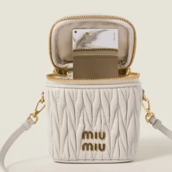 White Matelassé Nappa Leather Micro Bag | Miu Miu