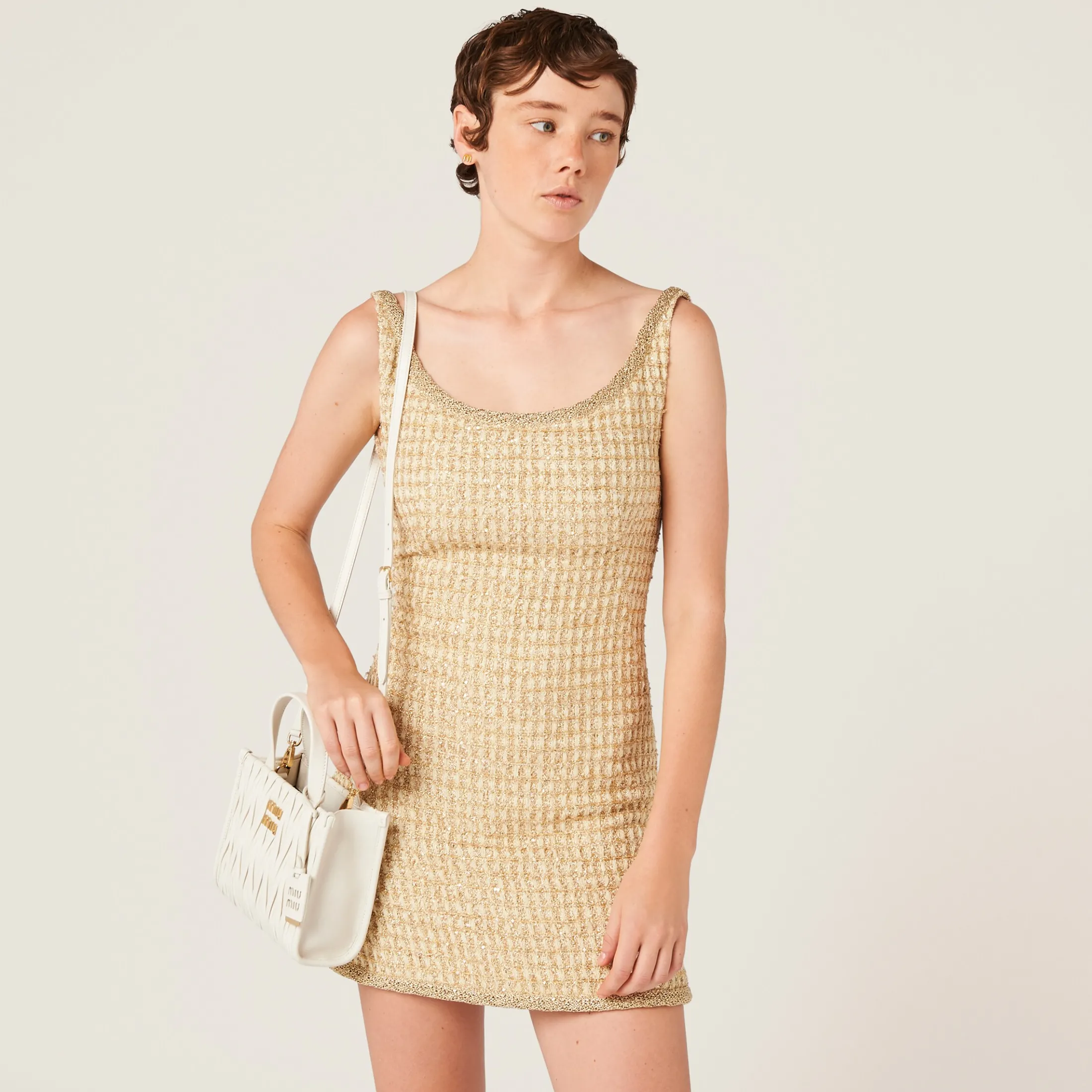 White Matelassé Nappa Leather Handbag | Miu Miu