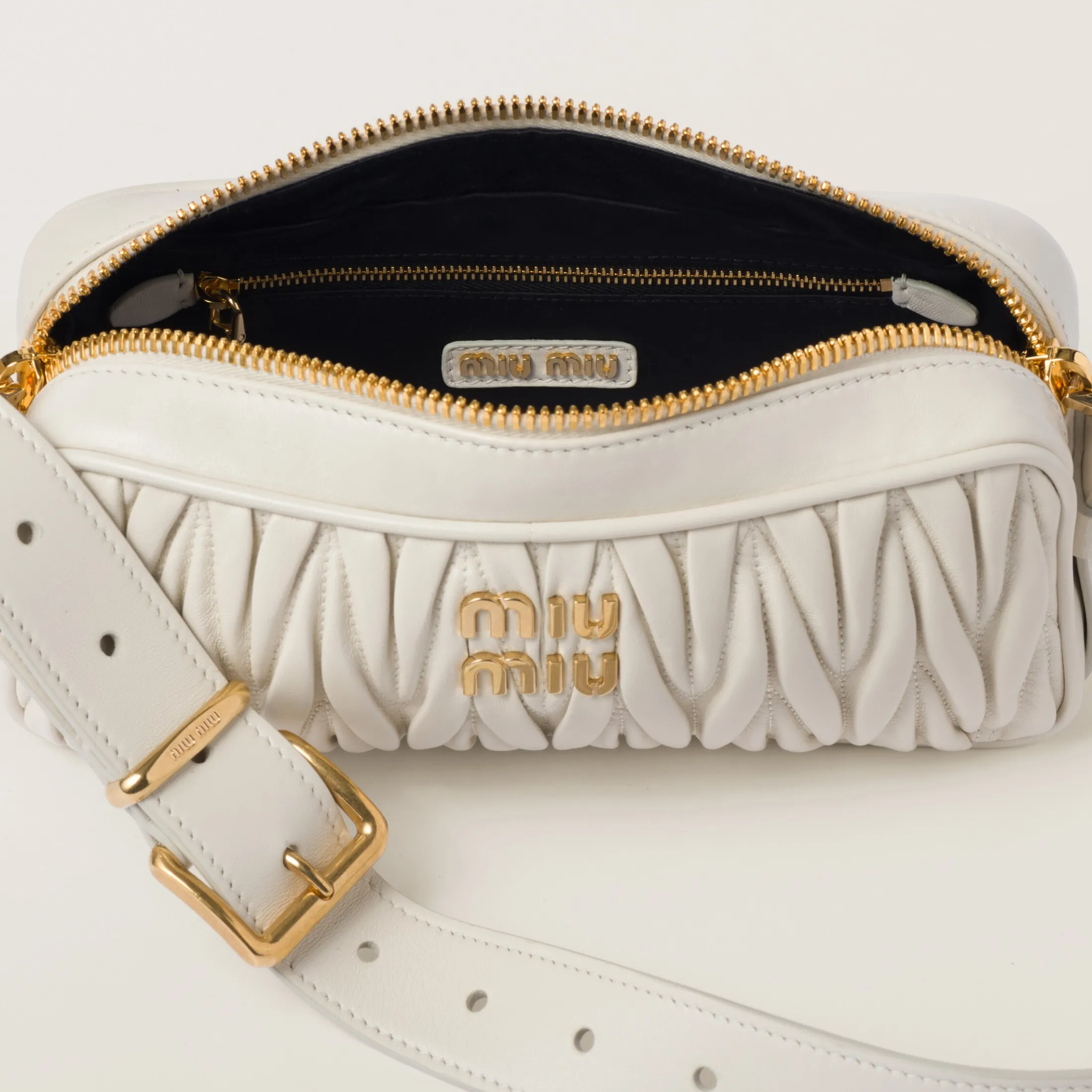 White Matelassé Nappa Leather Shoulder Bag | Miu Miu
