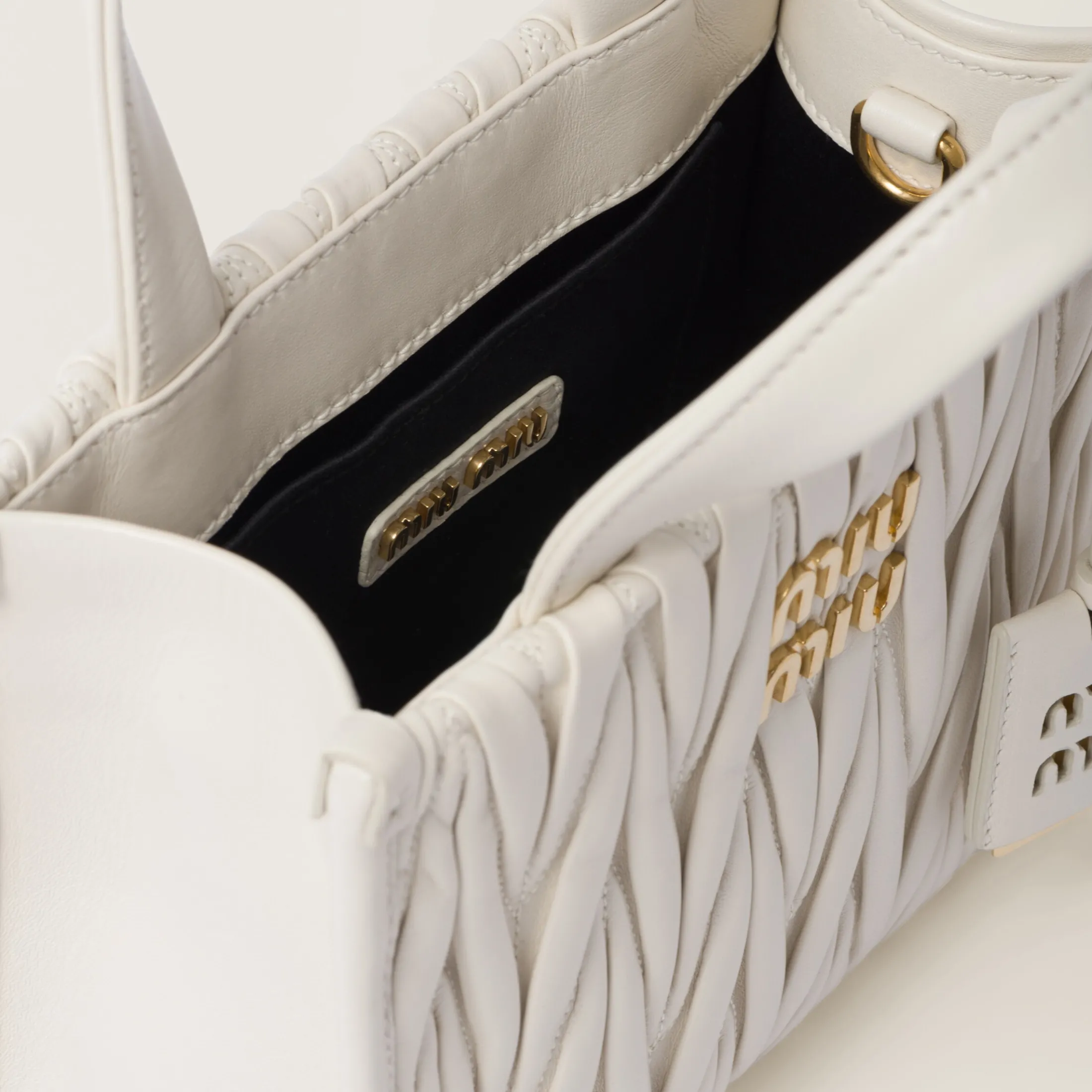 White Matelassé Nappa Leather Handbag | Miu Miu