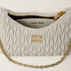 White Matelassé Nappa Leather Shoulder Bag | Miu Miu