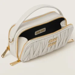 White Matelassé Nappa Leather Shoulder Bag | Miu Miu