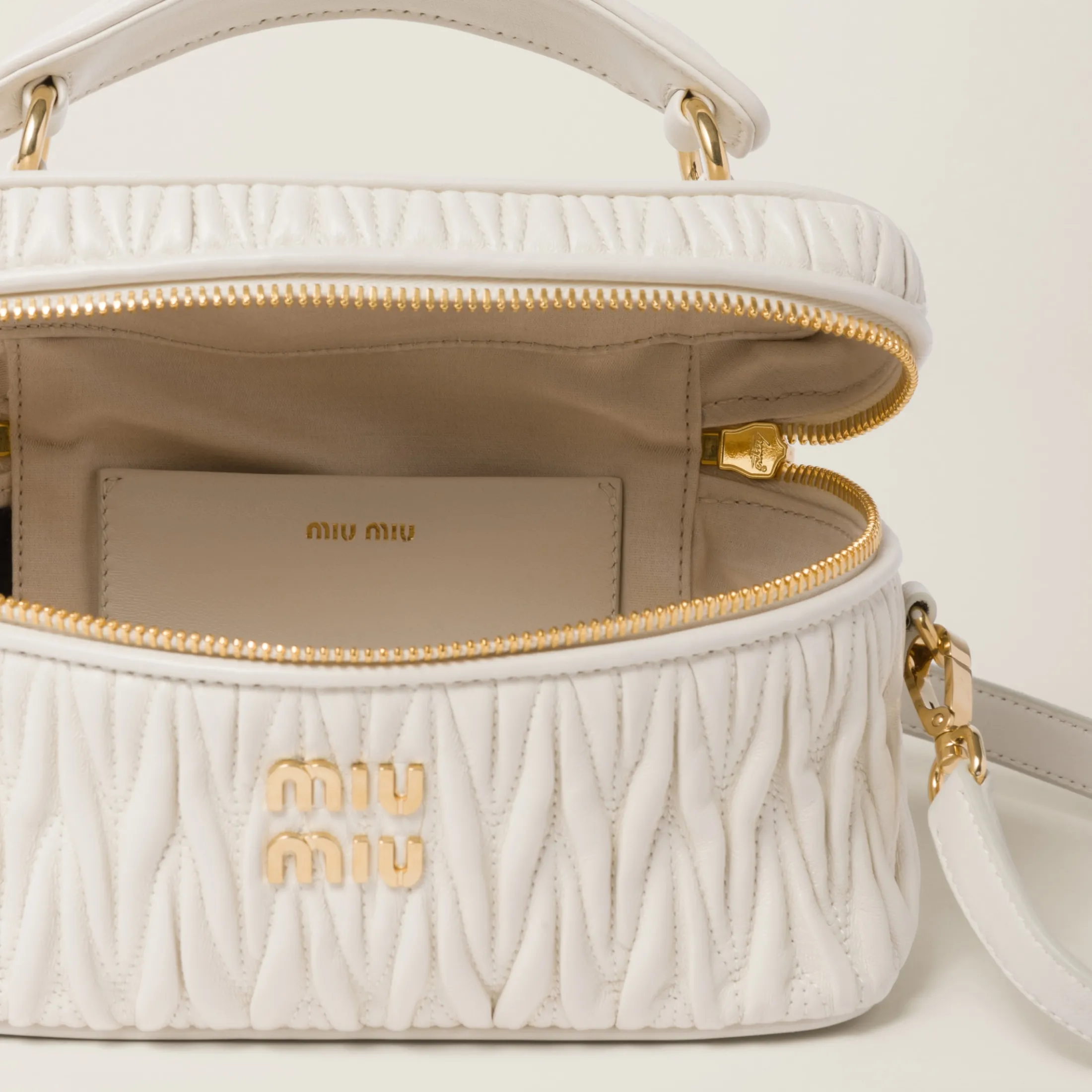 White Matelassé Nappa Leather Shoulder Bag | Miu Miu