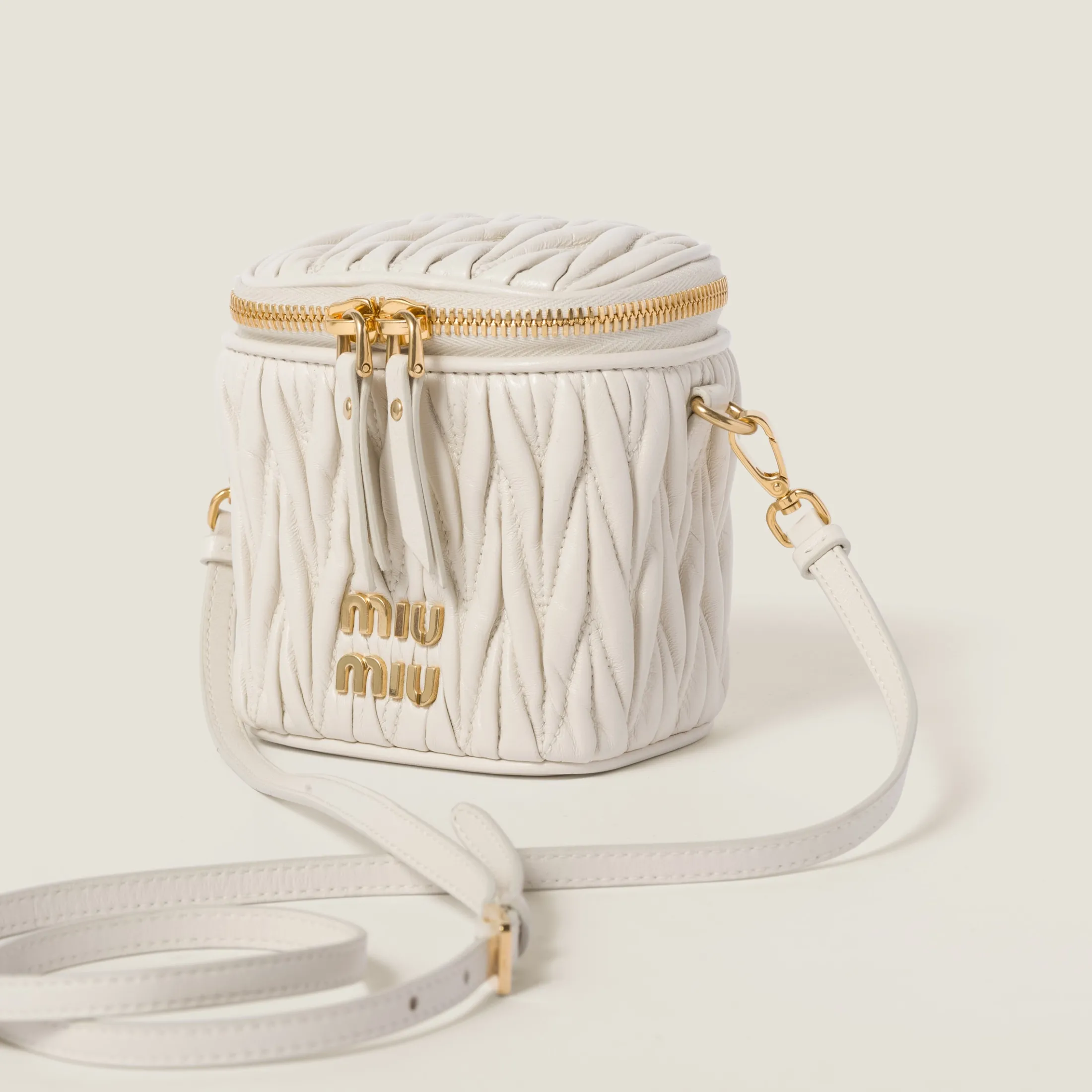 White Matelassé Nappa Leather Micro Bag | Miu Miu