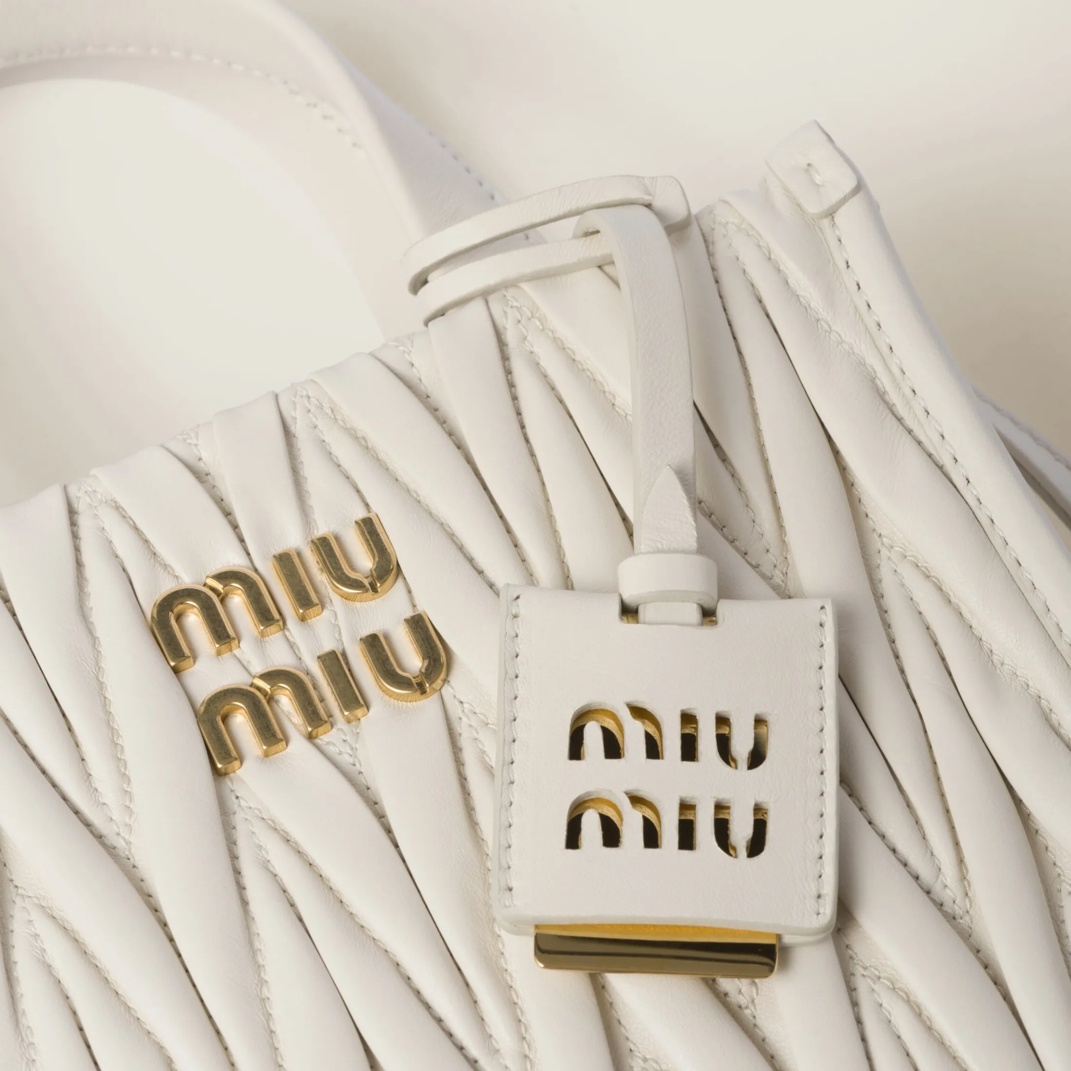 White Matelassé Nappa Leather Handbag | Miu Miu