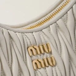 White Matelassé Nappa Leather Shoulder Bag | Miu Miu