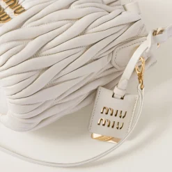 White Matelassé Nappa Leather Bucket Bag | Miu Miu