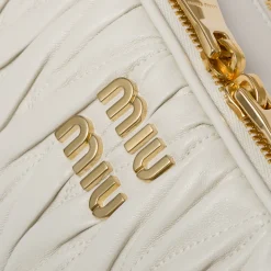 White Matelassé Nappa Leather Shoulder Bag | Miu Miu