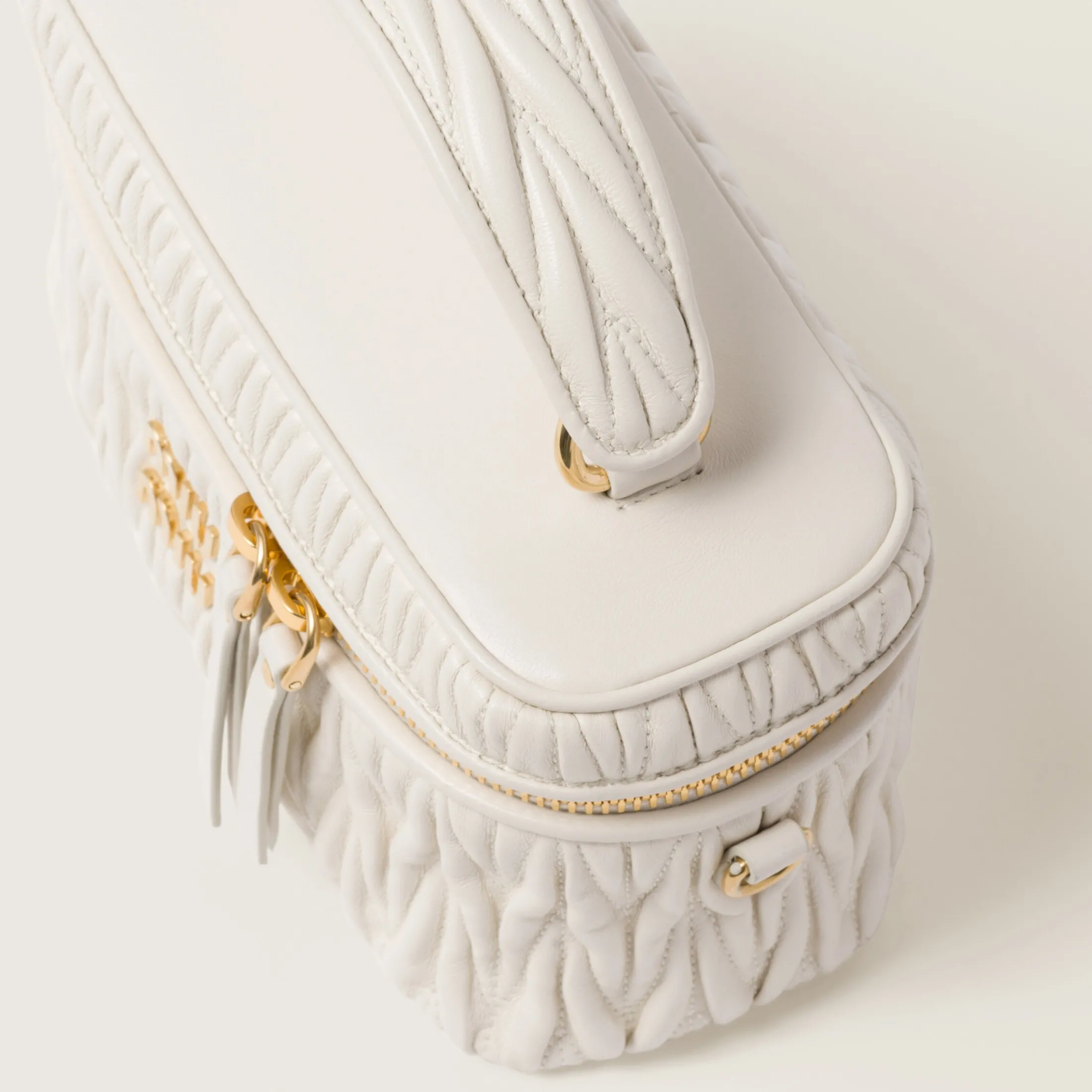 White Matelassé Nappa Leather Shoulder Bag | Miu Miu