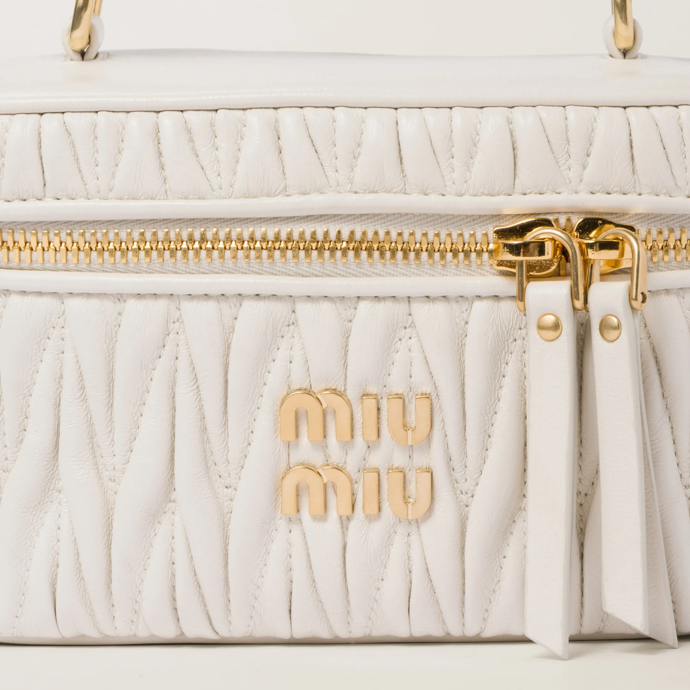 White Matelassé Nappa Leather Shoulder Bag | Miu Miu