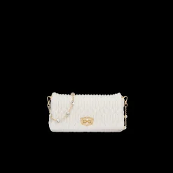 White Miu Crystal Cloqué Nappa Leather Bag | Miu Miu