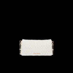 White Miu Crystal Cloqué Nappa Leather Bag | Miu Miu