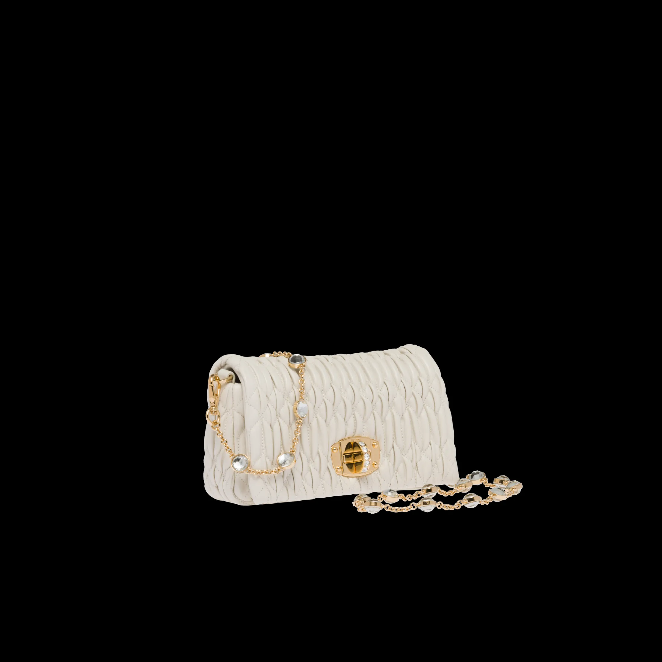 White Miu Crystal Nappa Leather And Crystal Mini-bag | Miu Miu